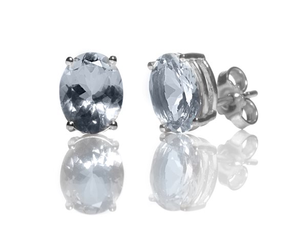 Orecchini Promesse Donna in Oro Acquamarina 0.60 Ct OACQ13 - OACQ13